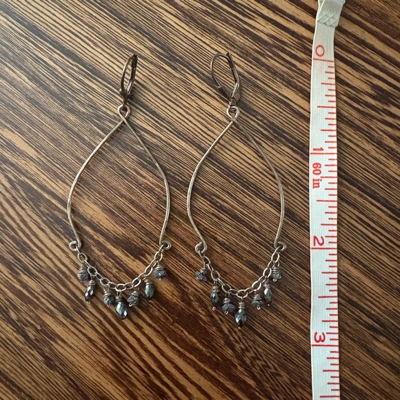 Raw and Polished Black Diamond Chandelier Earrings - Picture 2 of 5